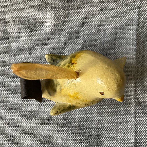 Rustic Yellow Hanging Ceramic Bird Gold Ribbon Ornament Chickadee Figurine Decor - Picture 9 of 15